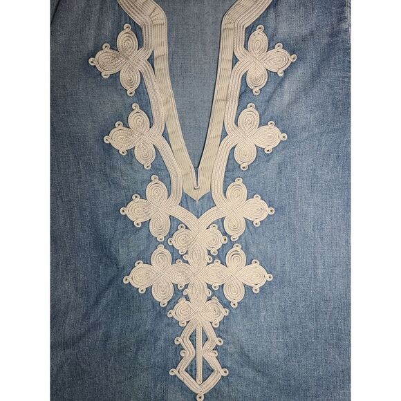 J. Crew|Blue Embroidered Cotton Blend Long Sleeve Tunic Top, 00 - Picture 7 of 9